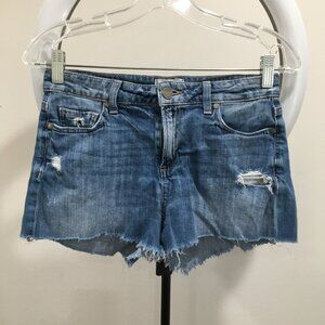 PAIGE Cortez Destructed Distressed Fray Hem DARYN SHORT 5 Pocket Denim Shorts